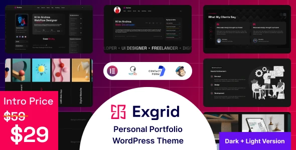 Exgrid – Multipurpose Personal Portfolio WordPress Theme