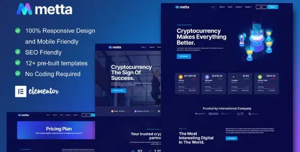 Metta – Cryptocurrency Blockchain & Bitcoin Elementor Template Kit