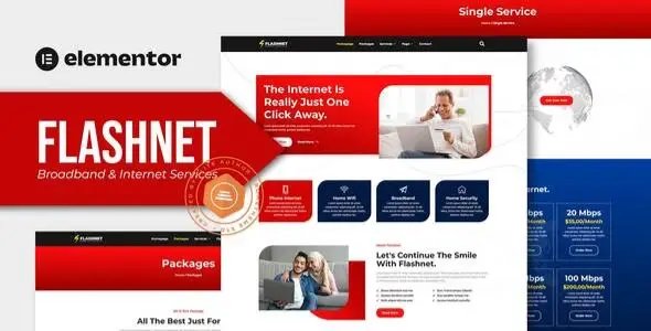 Flashnet – Broadband & Telecom Internet Provider Elementor Template kit