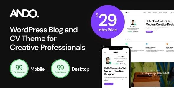 Ando – WordPress Blog and CV Theme for Creative Professionals