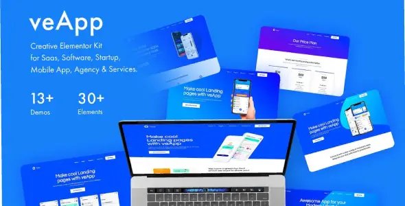 veApp – Mobile App & Startup Elementor Template Kit